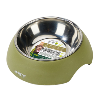 M-PETS Eco Bamboo and Stainless Steel Pet Food Bowl